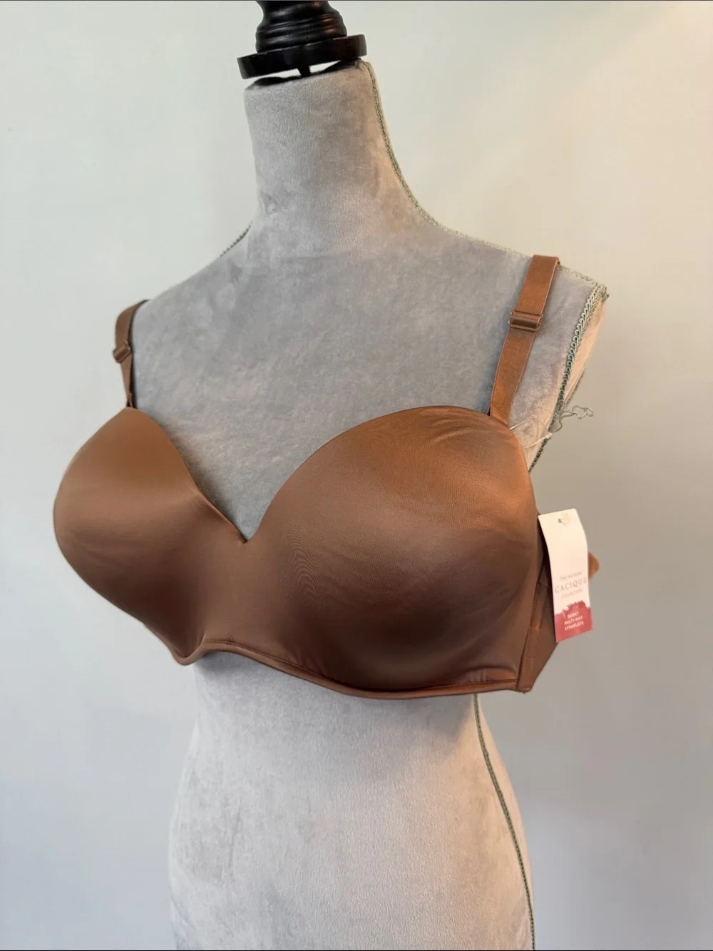 Cacique Smooth Molded Brown Strapless convertible Bra NEW 42D